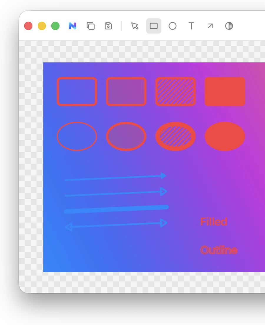 NewBar screenshot editor with annotation tools and a layer list